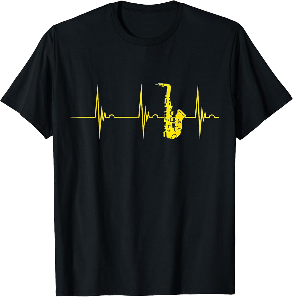 Saxophone Heartbeat Alto Sax EKG Pulseline Jazz Band T-Shirt T-Shirt