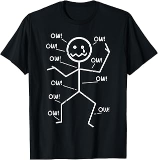 Crying Stickman Ow Ow Funny Pain Meme Humor Men Women Kids T-Shirt