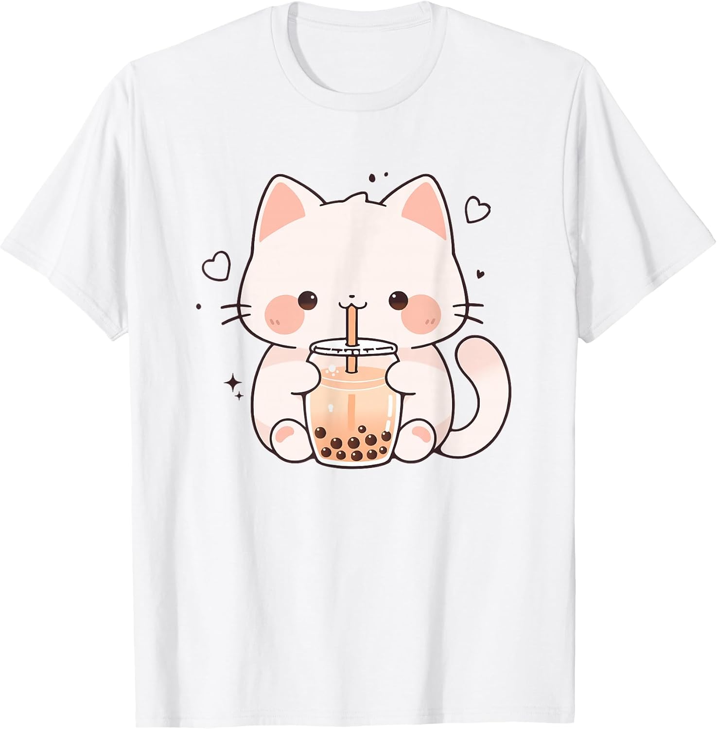 Kawaii Cat Boba Japanese Cute Aesthetic Anime Girls Teens T-Shirt
