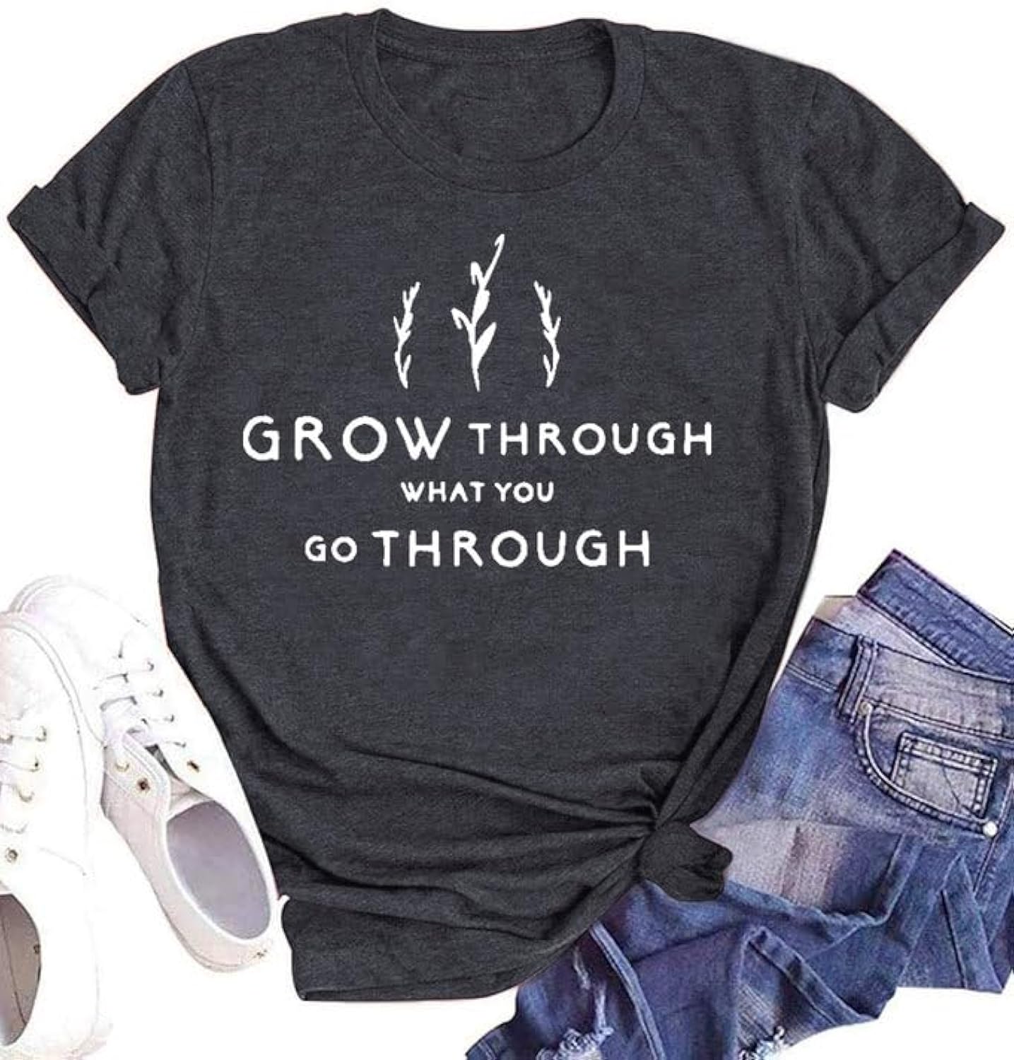 Inspirational Tshirts for Women Grow Through What You Go Through Shirt Motivational Tee Top