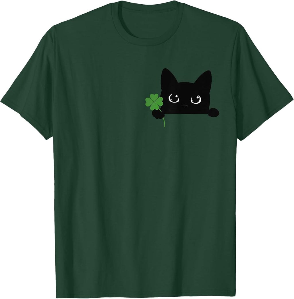 St Patrick's Day Cat Cute Kitten Black Cats Shamrock Clover Men Women Kids T-Shirt