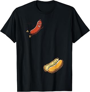 Hotdog Jumping Into Bun Funny Hot Dog Sausage Men Women Kids T-Shirt