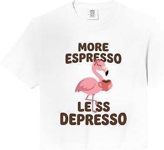 Sponsored Ad - More Espresso Flamingo Coffee Pun Caffeine Graphic Novelty Comfort Colors Crop Top
