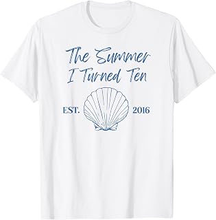 Summer I Turned Ten 10th Birthday Seashell Coastal Bow T-Shirt