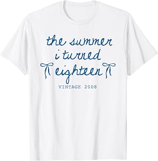 Summer I Turned 18 Vintage 2008 Cute Bow 18th Birthday Girl T-Shirt