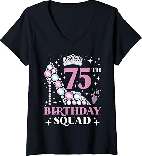 Women's 75th Birthday Squad V-Neck T-Shirt
