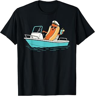 Captain Hotdog Funny Hotdog Boat Captain Lake Life Summer T-Shirt