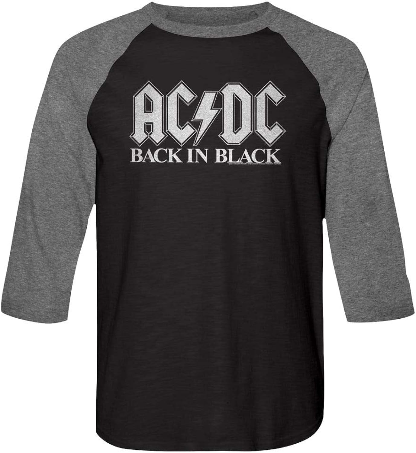 AC/DC Vintage Rock Band Music Group in Black Logo Adult 3/4 Sleeve Raglan T-Shirt