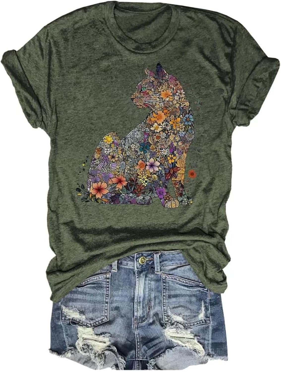 Womens Summer Giraffe Printed T-Shirt Funny Cute Animal Graphic Tees Tops