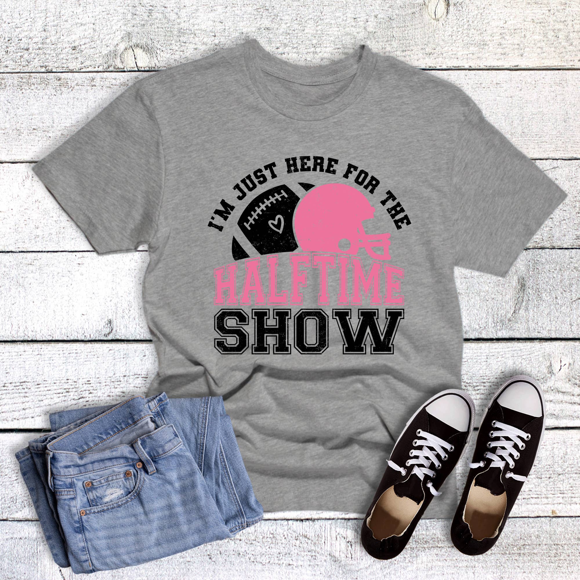 Football Just Here For Halftime Show Graphic Tee Hoodie, Sweatshirt | PodTeesHub.com