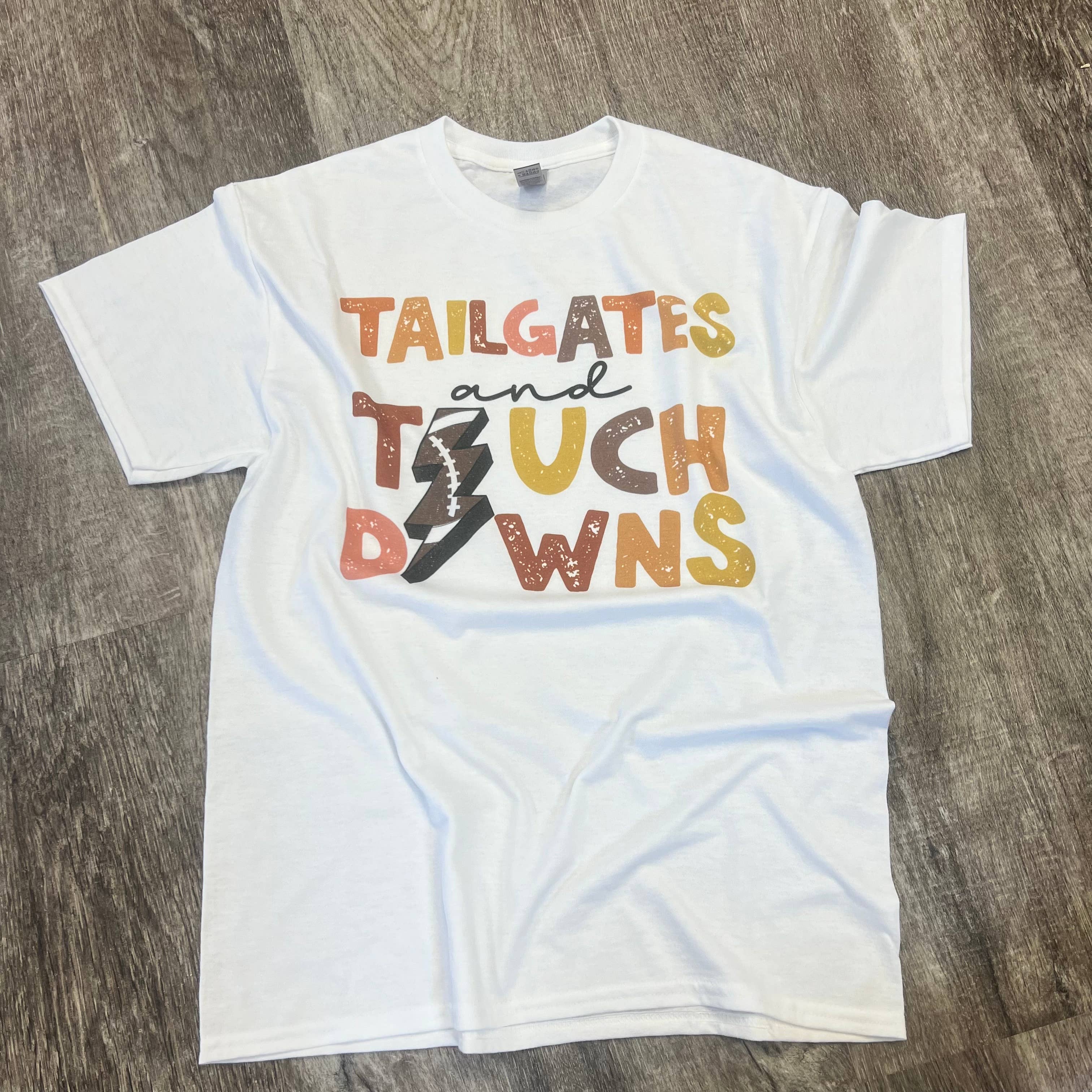 Tailgates and Touchdowns On White Tee Hoodie, Sweatshirt | PodTeesHub.com