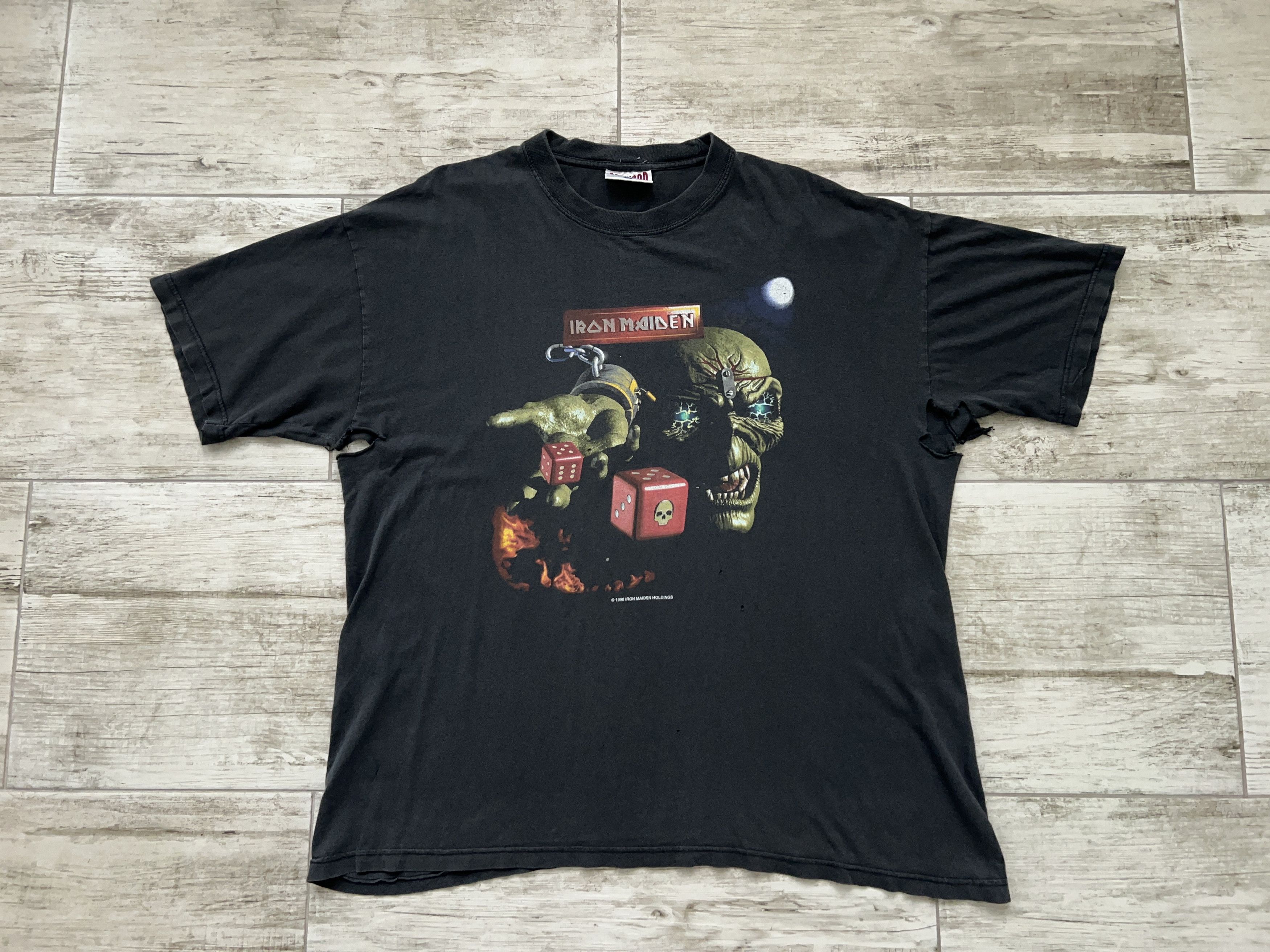 Iron Maiden X Vintage 1998 The Angel The Gambler Rock Band Redwood T Shirt Tee Hoodie, Sweatshirt | PodTeesHub.com