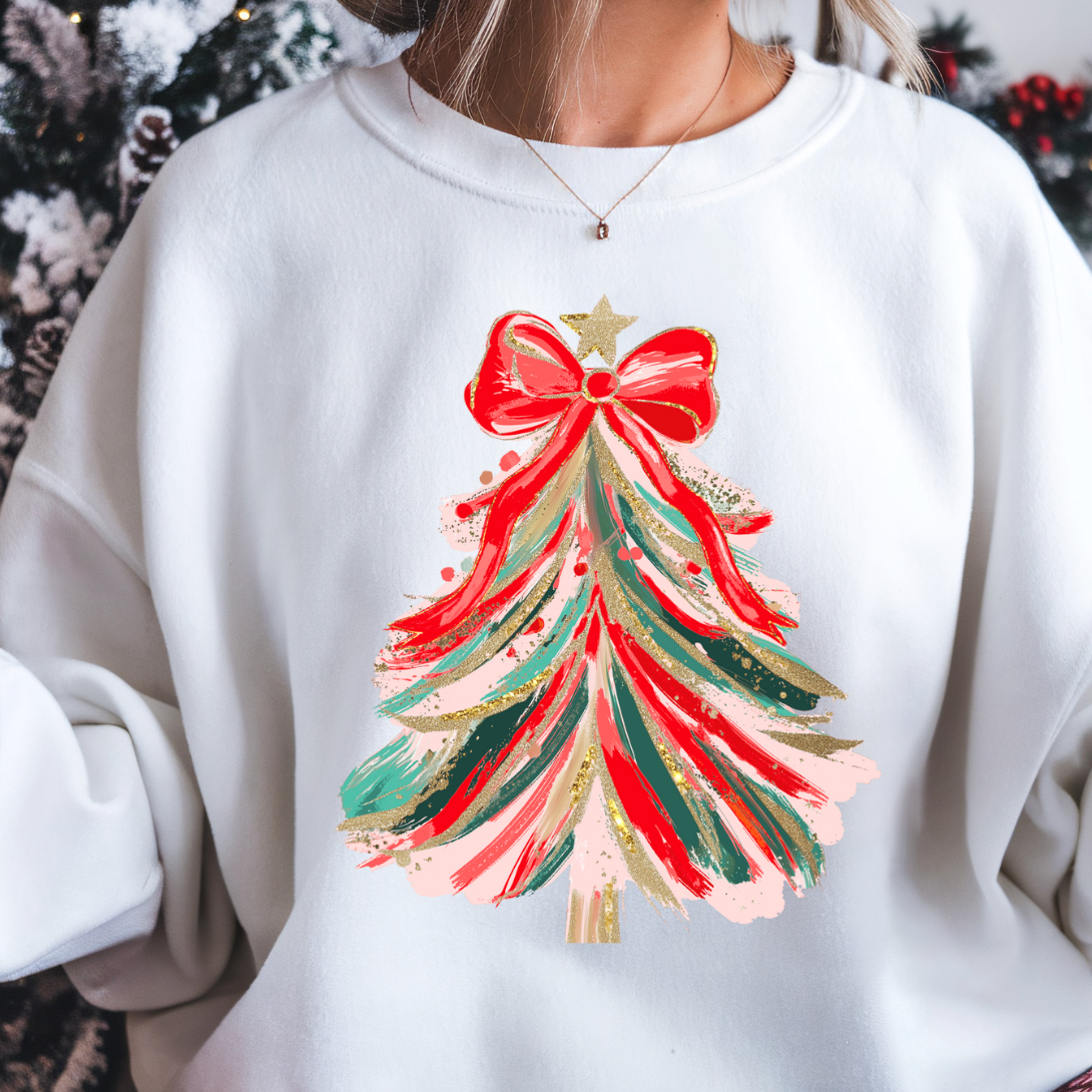 Preppy Christmas Tree Crewneck Sweatshirt T-Shirts, Hoodie | PodTeesHub.com