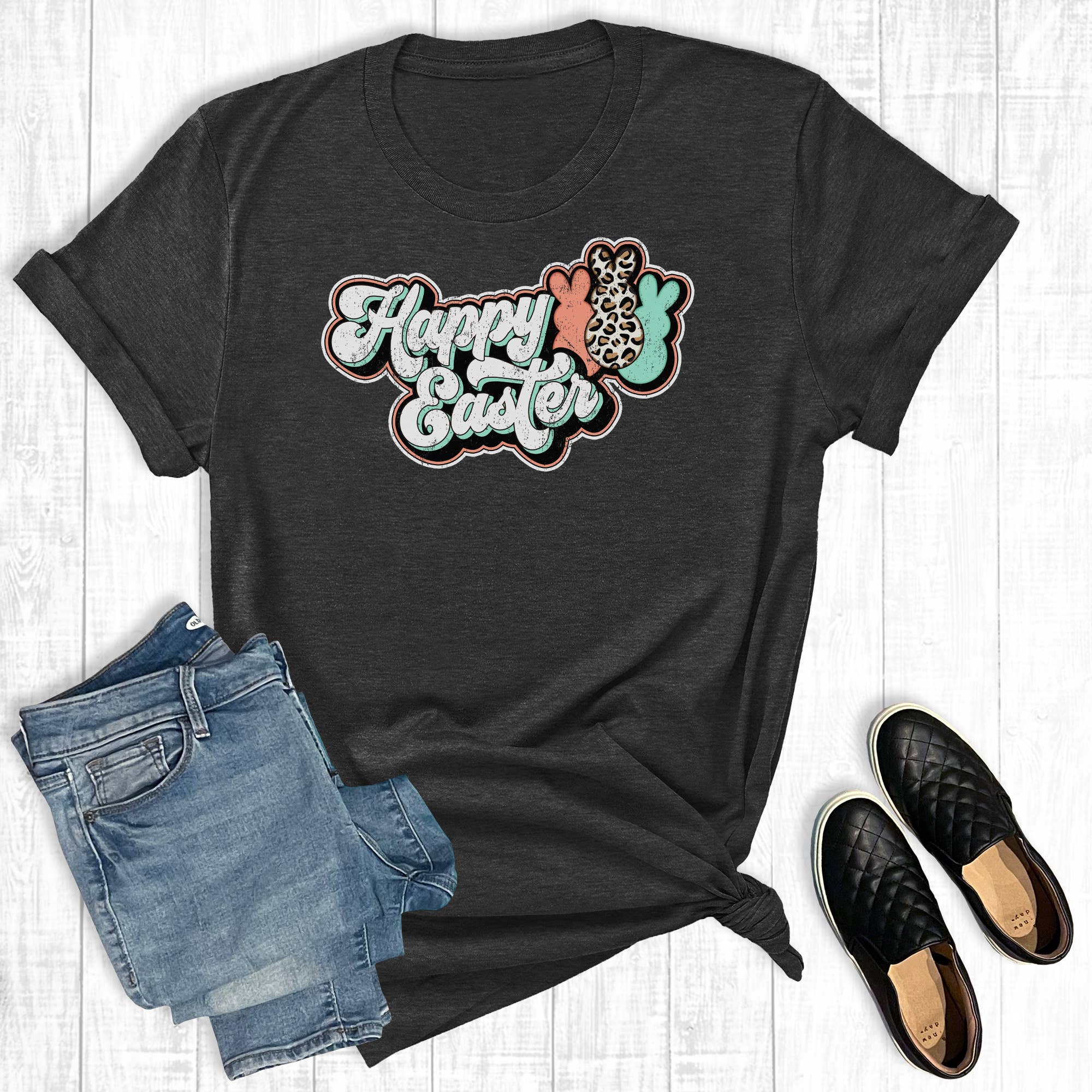 Leopard Happy Easter Bunnies Graphic Tee Hoodie, Sweatshirt | PodTeesHub.com