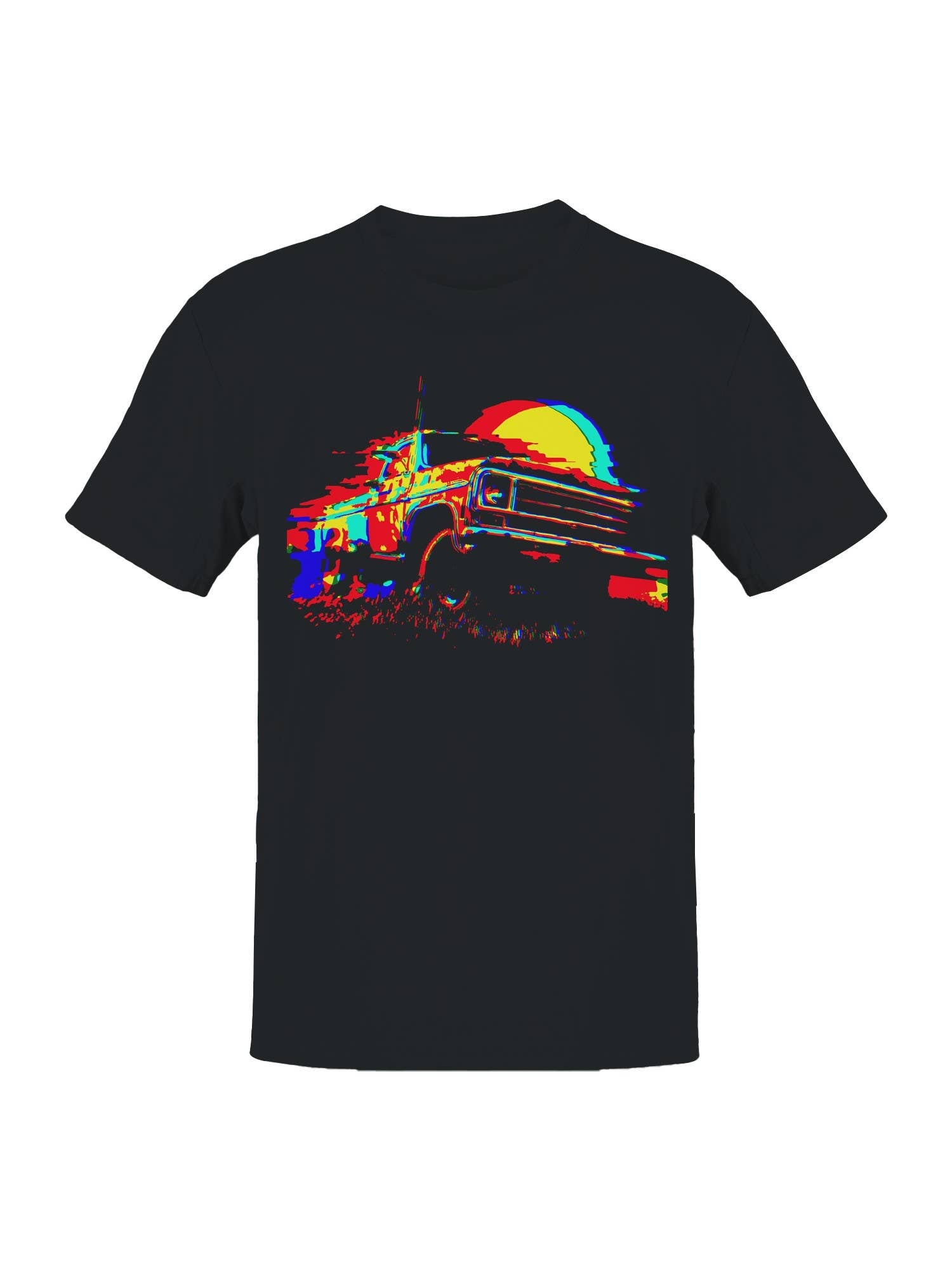 Retro Neon Truck Sunset Art Men's T-Shirt Hoodie, Sweatshirt | PodTeesHub.com