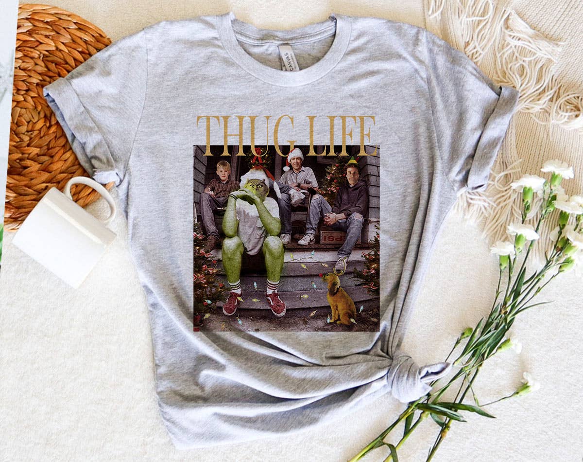 Christmas Movie Grinch Thug Life - Funny Christmas T-Shirt Hoodie, Sweatshirt | PodTeesHub.com
