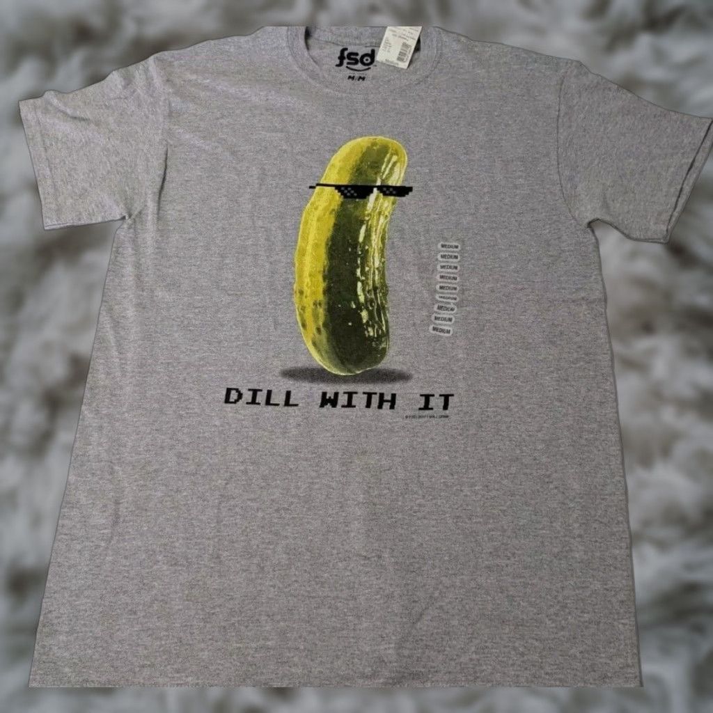 Vintage Dill With It T Shirt Men M Gray Short Sleeve Cotton Blend Fsd 2017 Pickle Graphic Sports Tee Hoodie, Sweatshirt