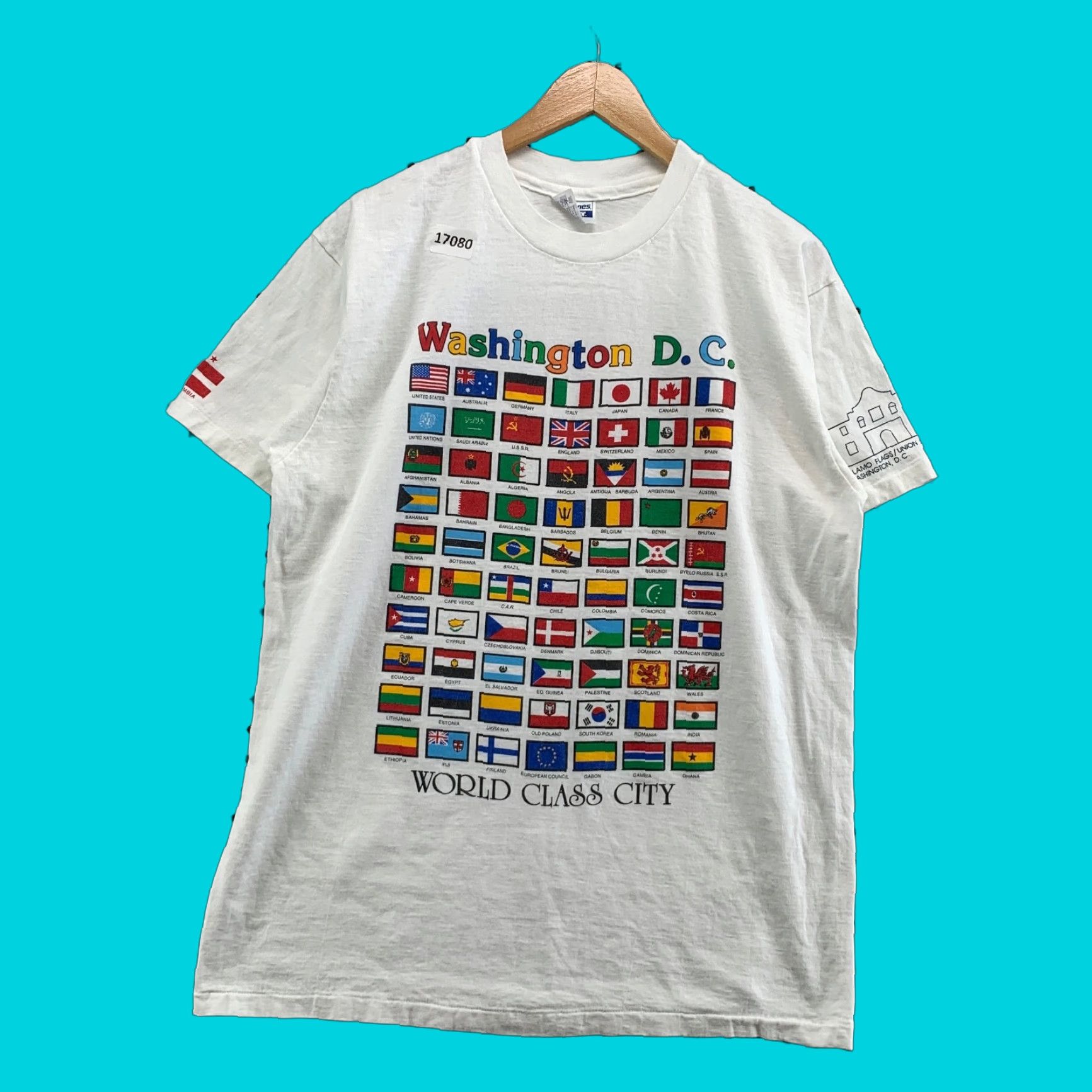 Hanes Vintage Washington Dc Alamo Flags Shirt Xl White 90s Usa Hanes T-Shirts, Hoodie, Sweatshirt