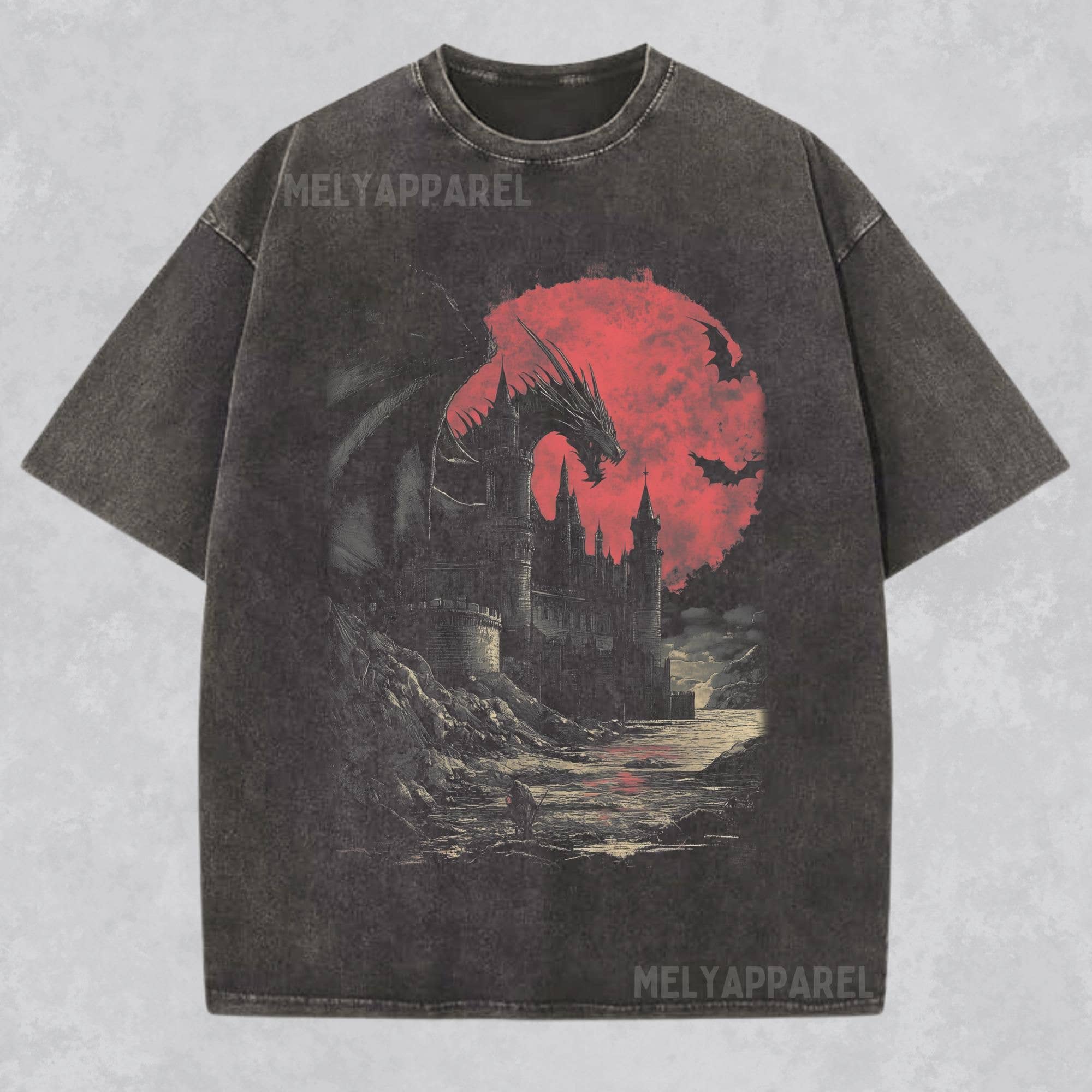 Dragon Shirt Medieval Graphic Tee Dark Fantasy Tshirt Hoodie, Sweatshirt | PodTeesHub.com