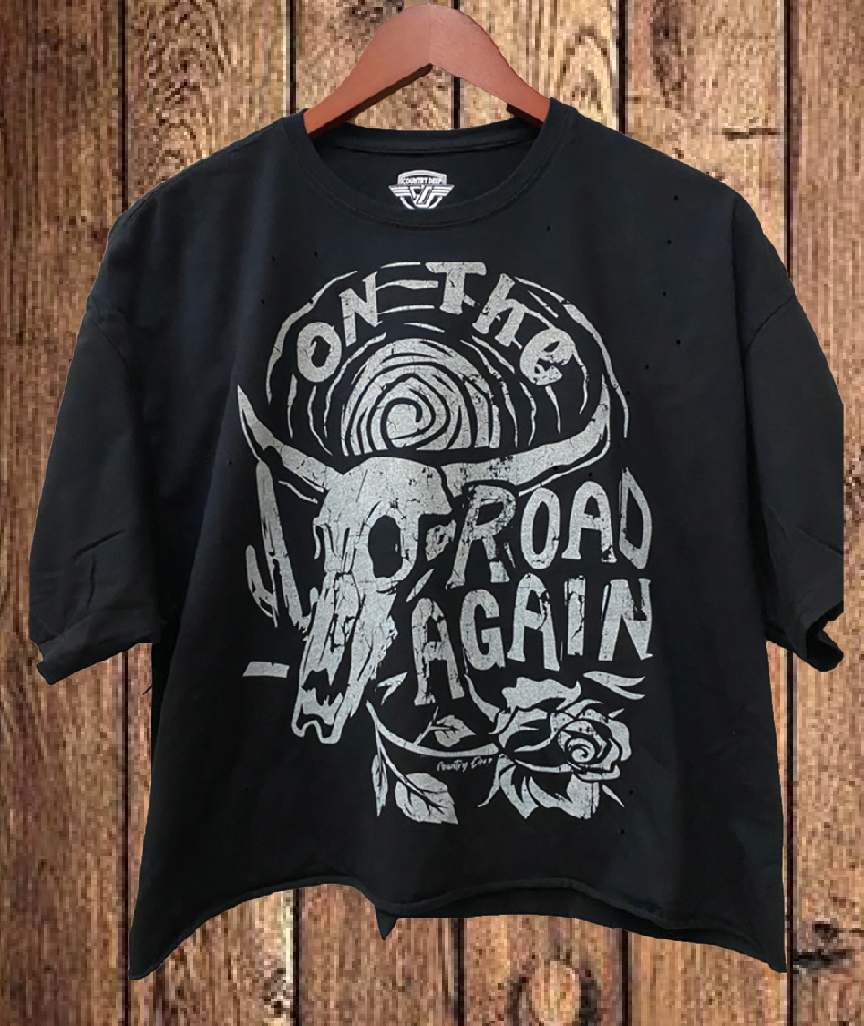 On the Road Again Oversized  Cropped  T- Shirt Hoodie, Sweatshirt | PodTeesHub.com