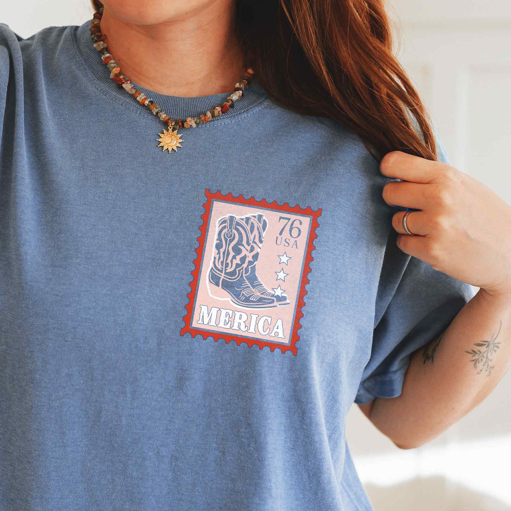 Merica Cowgirl Tee, Western Patriotic T-Shirt Hoodie, Sweatshirt | PodTeesHub.com