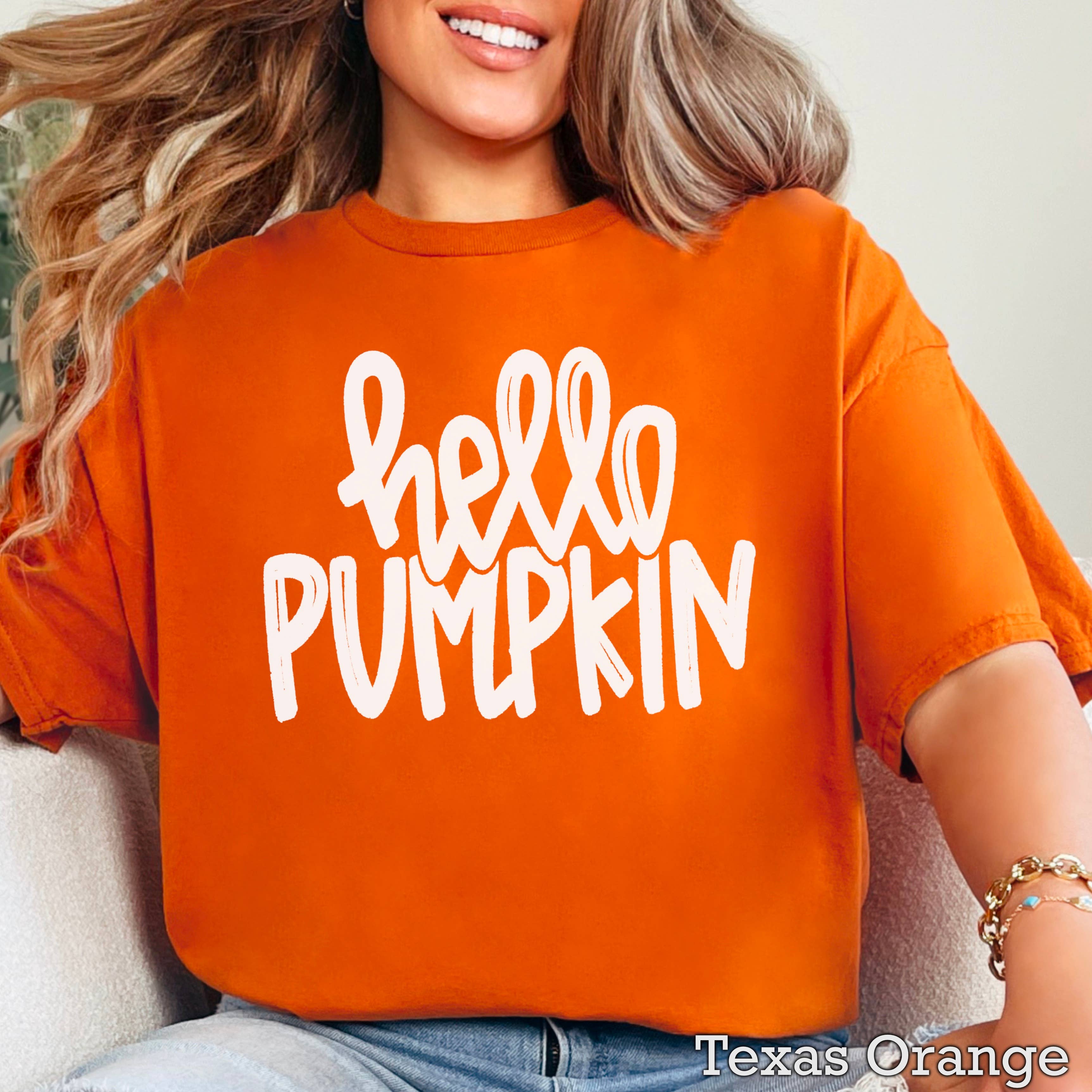 Hello Pumpkin Fall Women’S Graphic Tee | Gildan Hoodie, Sweatshirt | PodTeesHub.com