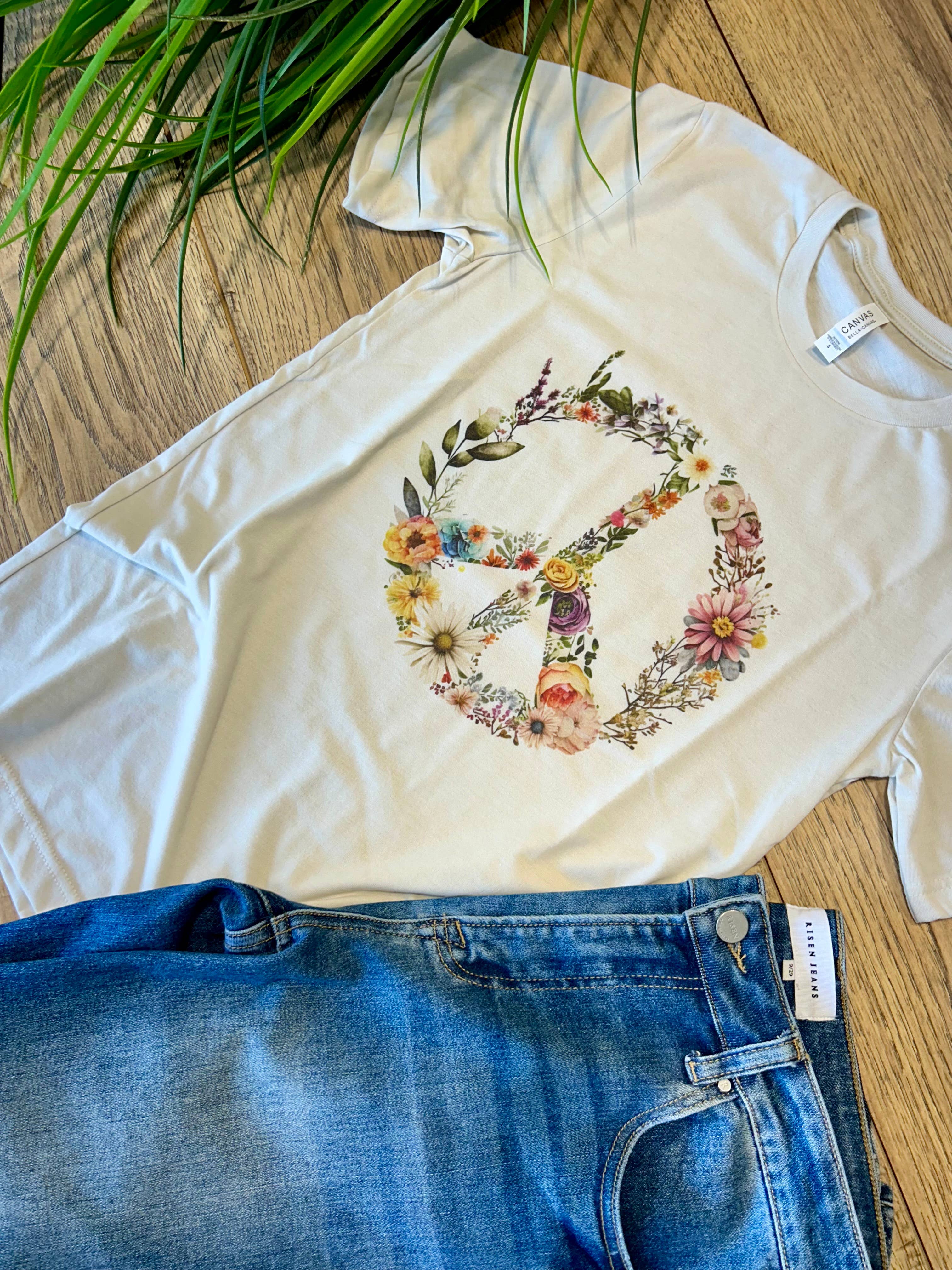 Floral Peace Graphic Tee Hoodie, Sweatshirt | PodTeesHub.com