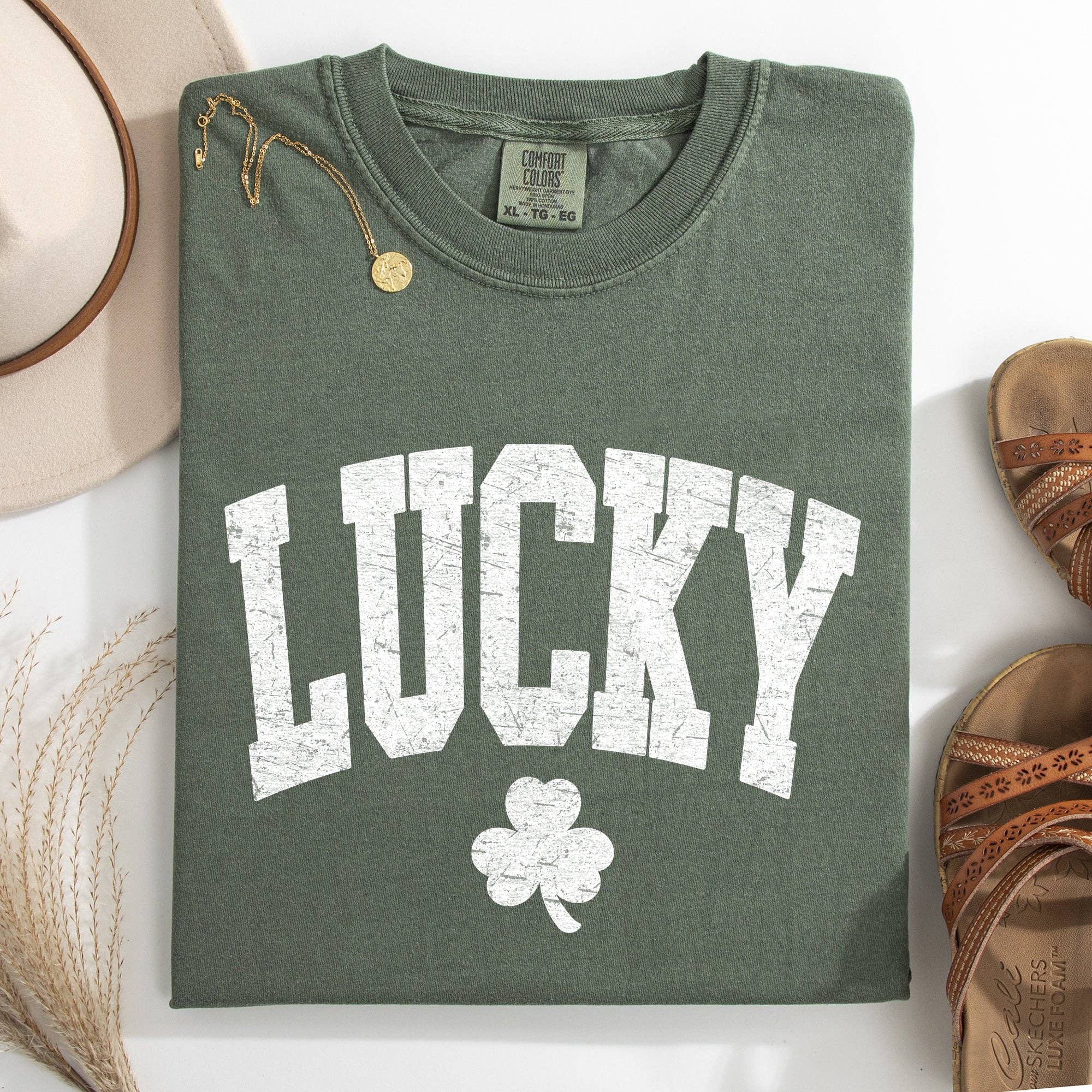 Vintage Lucky, Varsity, St Patrick's Day, Shamrock, Tshirt Hoodie, Sweatshirt | PodTeesHub.com