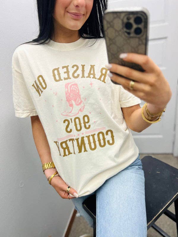 Raised On 90's Country Boot's Tee Hoodie, Sweatshirt | PodTeesHub.com