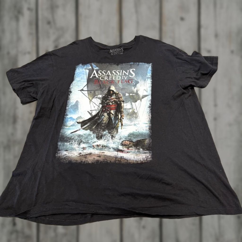 Vintage Assassin S Creed Iv Black Flag T Shirt 2xl Ubisoft Men Black Xxl Video Game Tee Hoodie, Sweatshirt | PodTeesHub.com