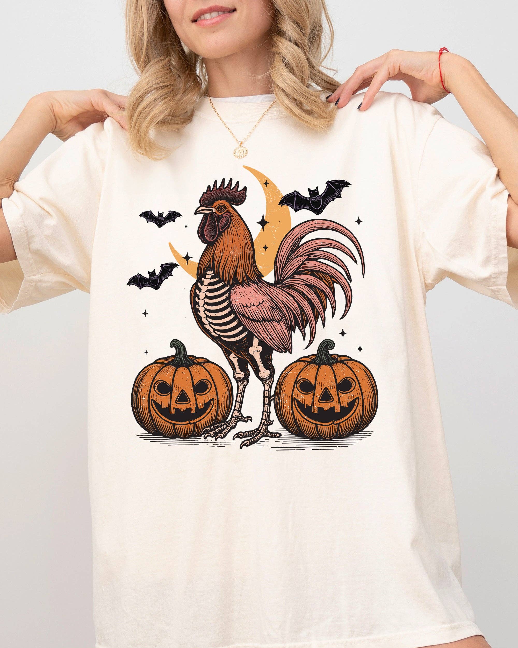 Rooster, Vintage, Farm Animal Ghost Western Halloween Tshirt Hoodie, Sweatshirt | PodTeesHub.com