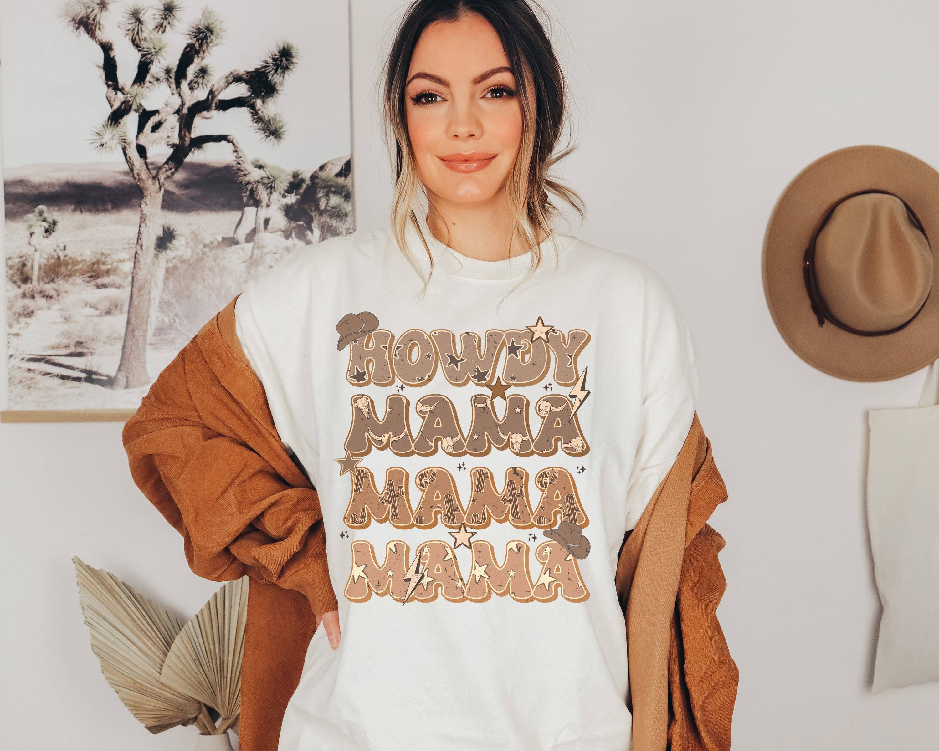 Howdy Mama Graphic Tee | Mama Tee | Mom Cow Skull Tee Hoodie, Sweatshirt | PodTeesHub.com