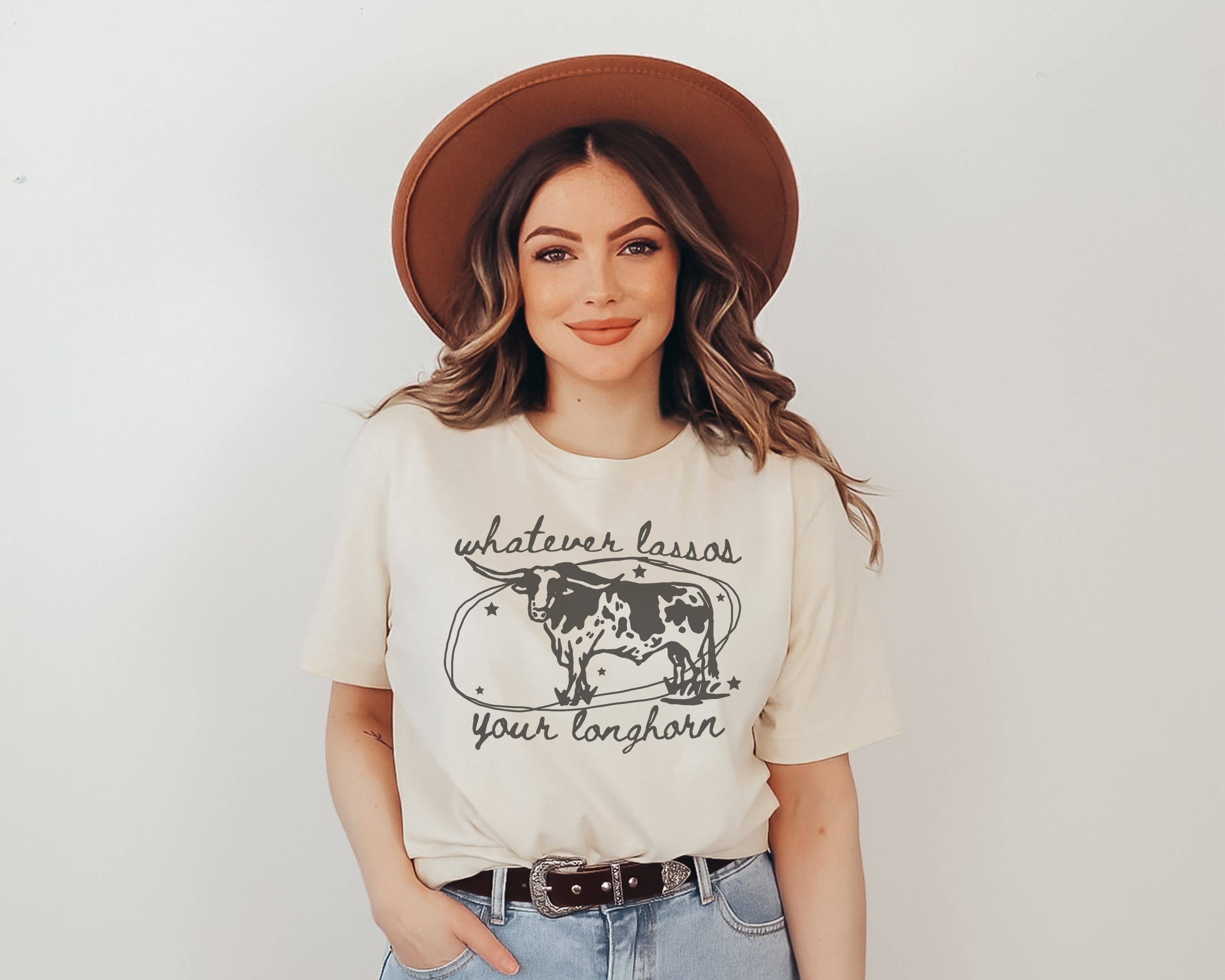 Whatever Lassos Your Longhorn Graphic Tee | Western Shirt Hoodie, Sweatshirt | PodTeesHub.com