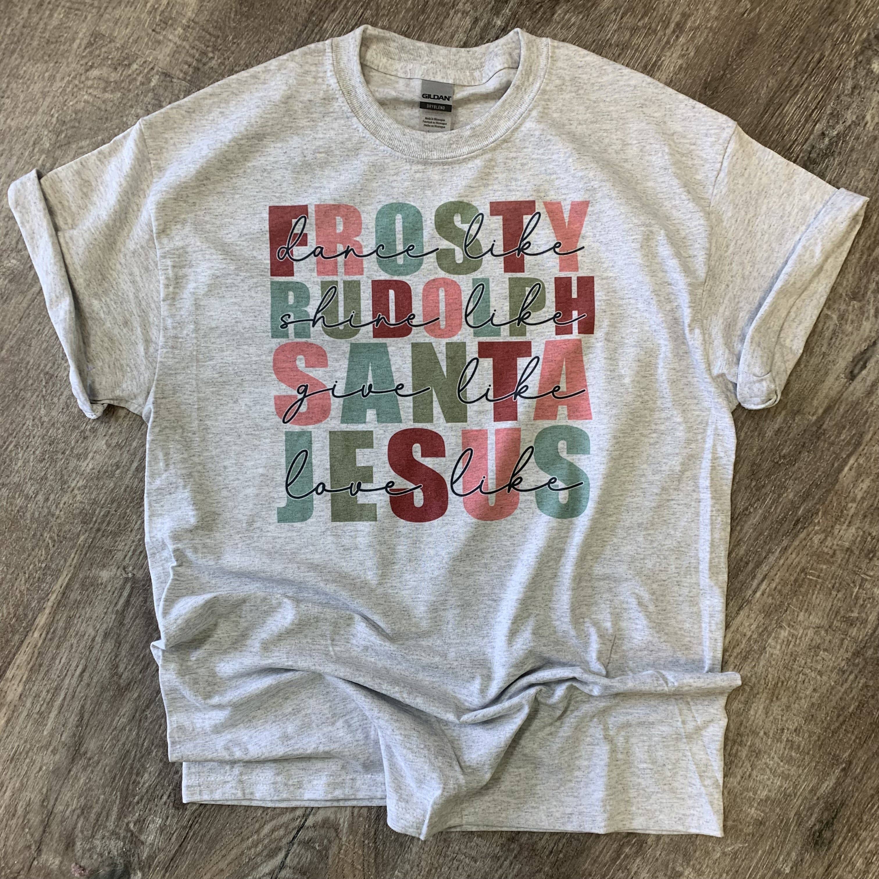 Dance Like Frosty Shine Like Rudolph On Ash Gray Tee Hoodie, Sweatshirt | PodTeesHub.com