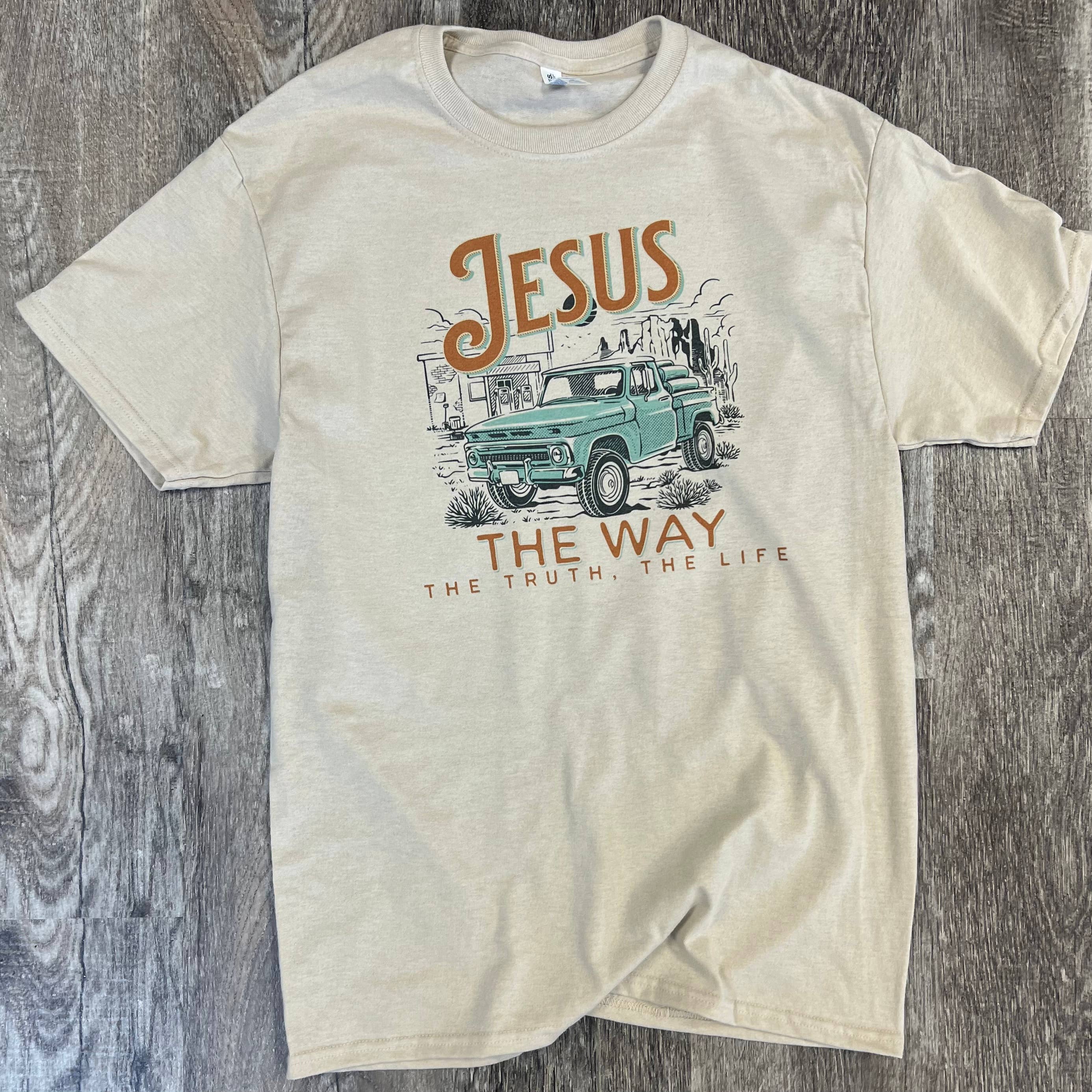 Jesus the Way the Truth the Life On Sand Tee Hoodie, Sweatshirt | PodTeesHub.com