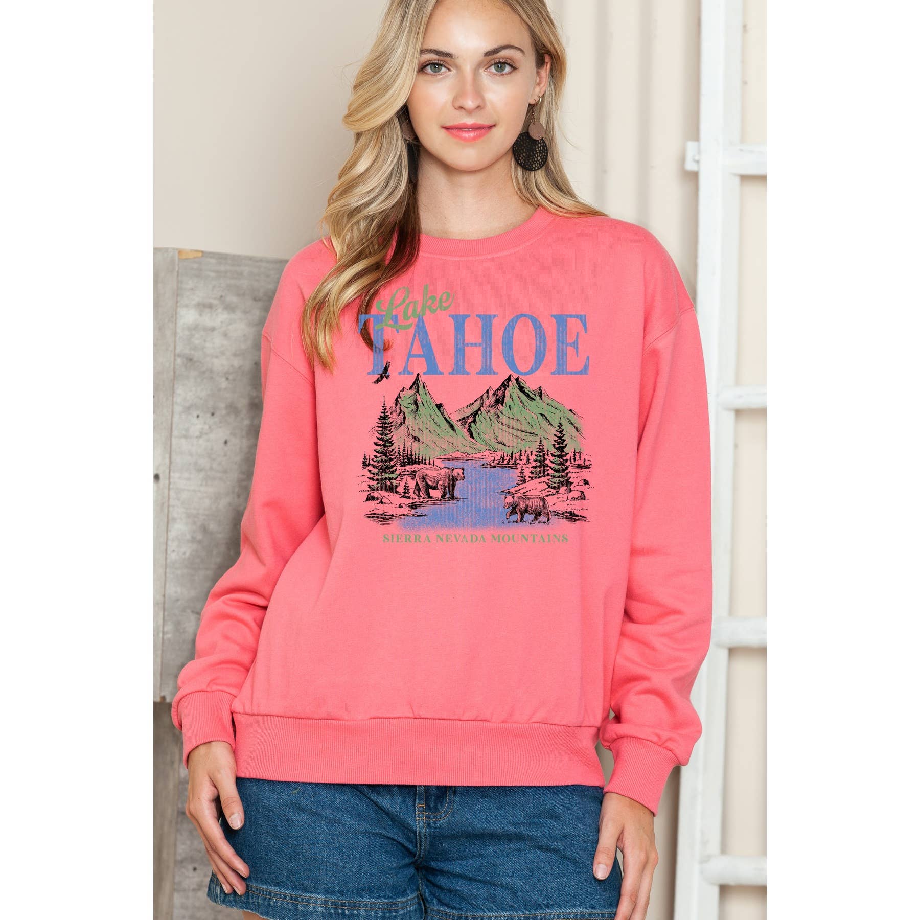 Lake Tahoe Sierra Nevada Mountains Crewneck Sweatshirt T-Shirts, Hoodie | PodTeesHub.com