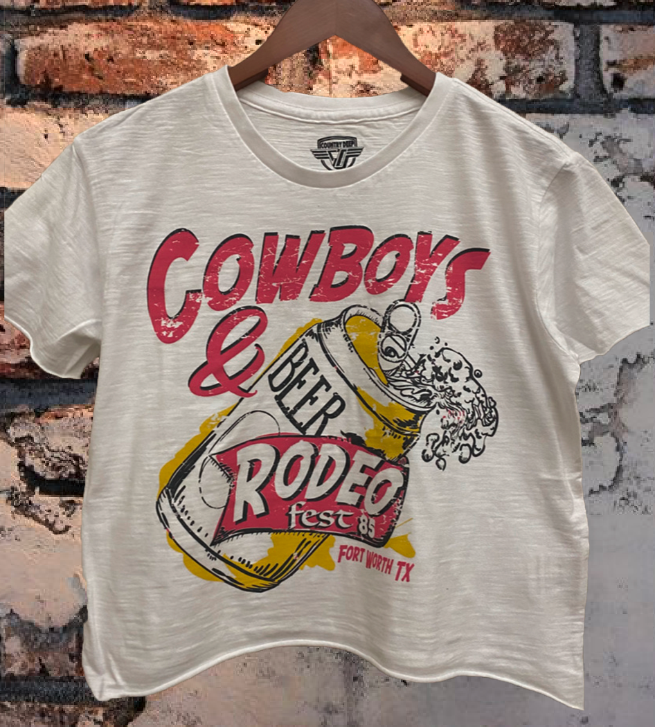 Cowboys and Beer Fort Worth Rodeo Fest 1988 Vintage Regular Cropped T Shirt Hoodie, Sweatshirt | PodTeesHub.com
