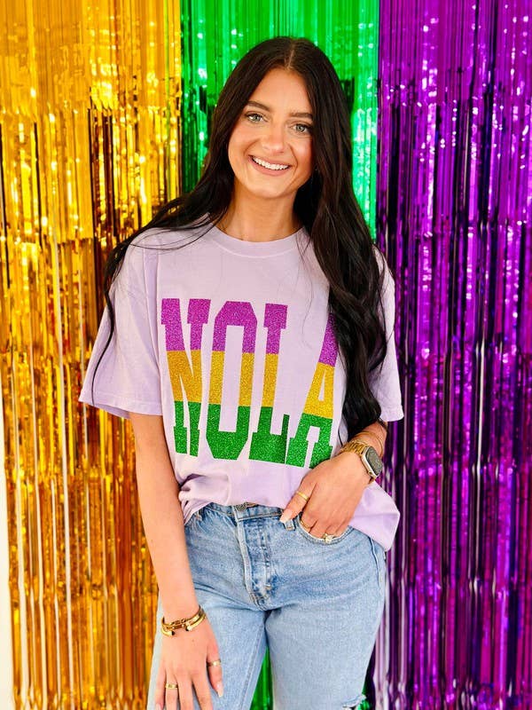 Nola Multi Glitter Stack Tee Hoodie, Sweatshirt | PodTeesHub.com