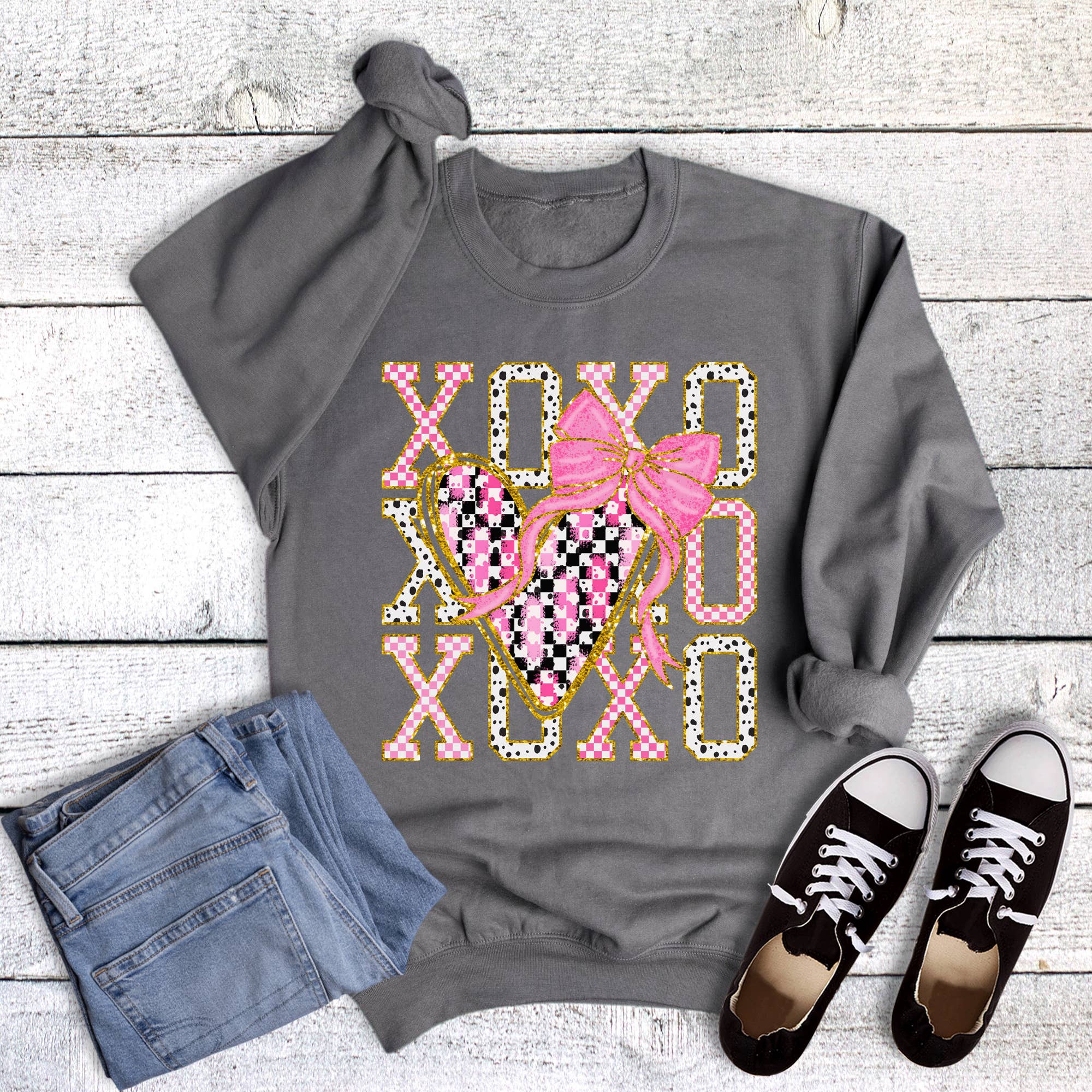 Valentine Xoxo Heart Gold Multi Sweatshirt T-Shirts, Hoodie | PodTeesHub.com