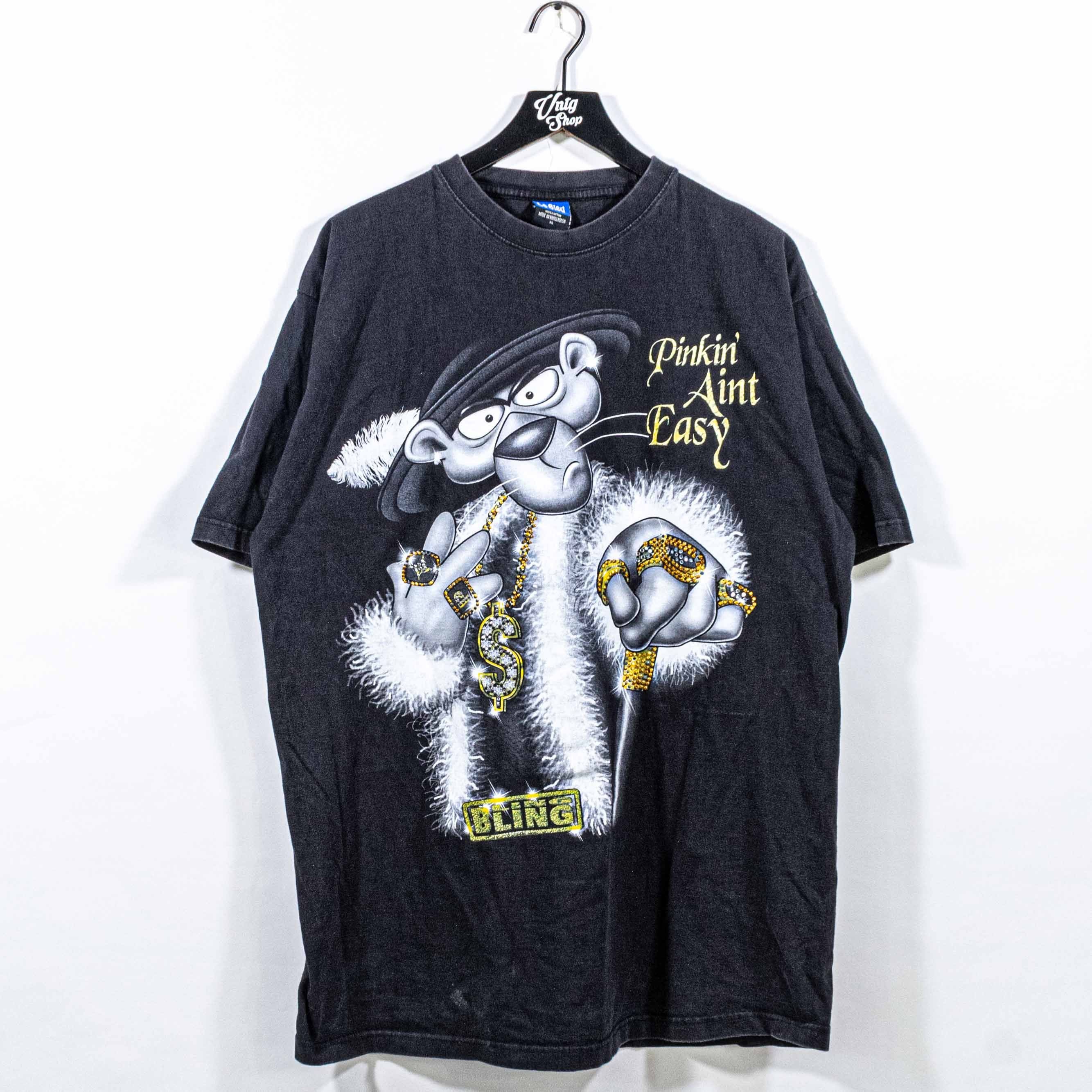 Vintage Pinkin Aint Easy Cartoon Hip Hop T Shirt Xl Y2k Skate Hoodie, Sweatshirt | PodTeesHub.com