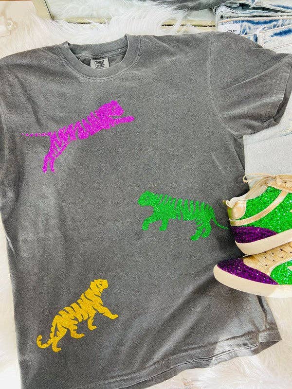 Multicolored Glitter Tiger Trio Tee Hoodie, Sweatshirt | PodTeesHub.com