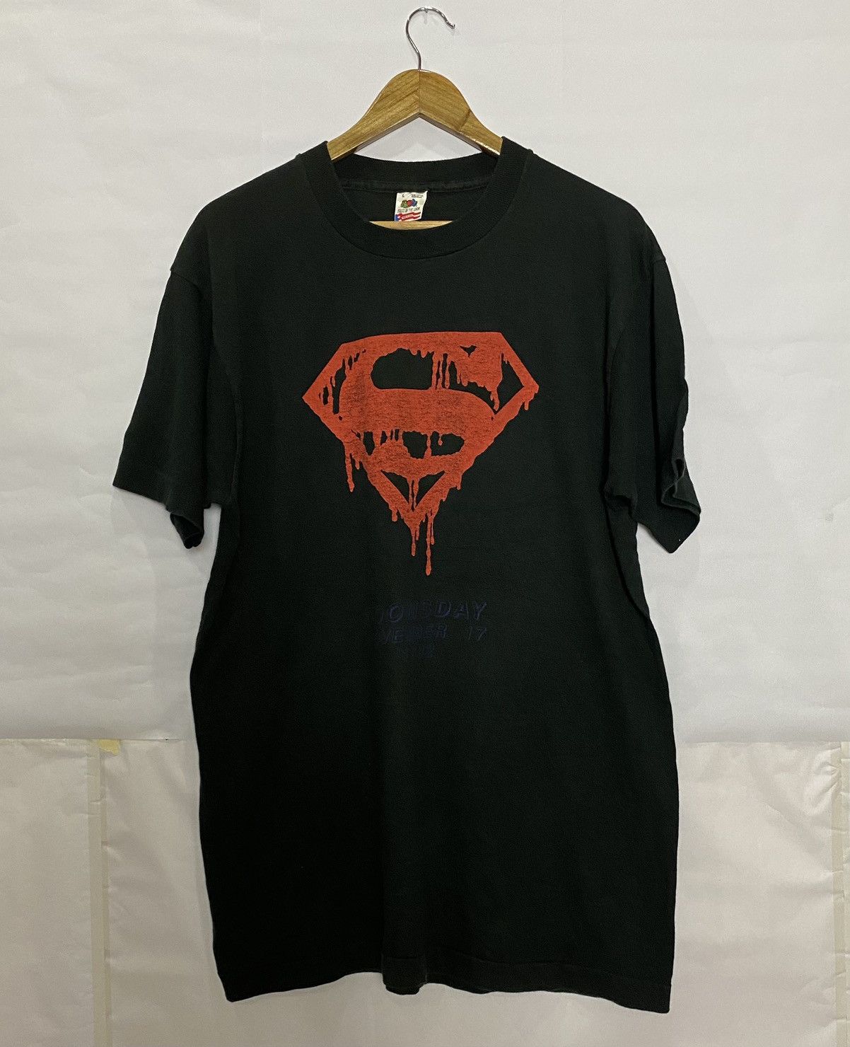 Vintage Superman Doomsday X Fruit Of The Loom Shirt Print Bothside Hoodie, Sweatshirt | PodTeesHub.com