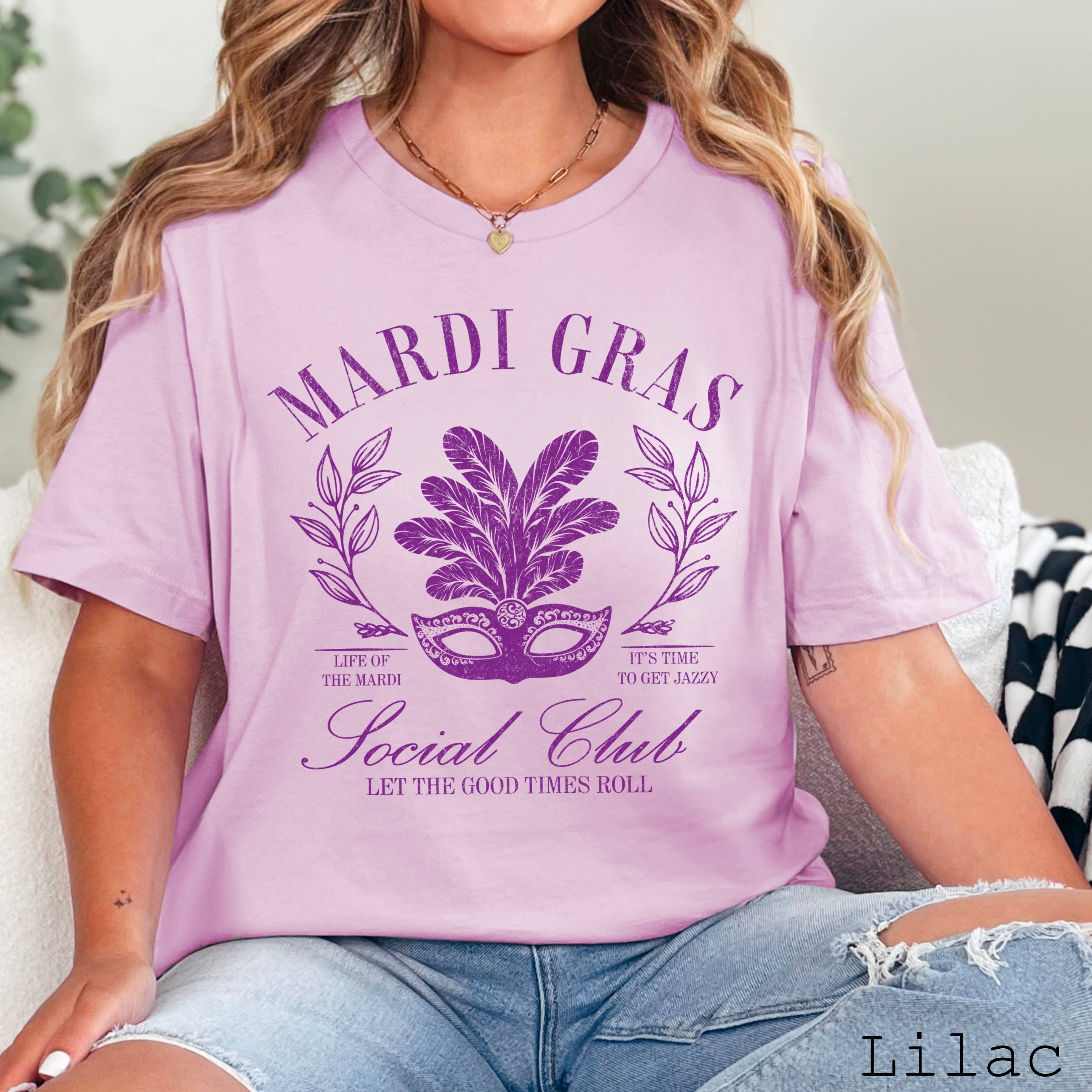 Mardi Gras  Tee | Women's Graphic Shirt | Bella Canvas Tee Hoodie, Sweatshirt | PodTeesHub.com