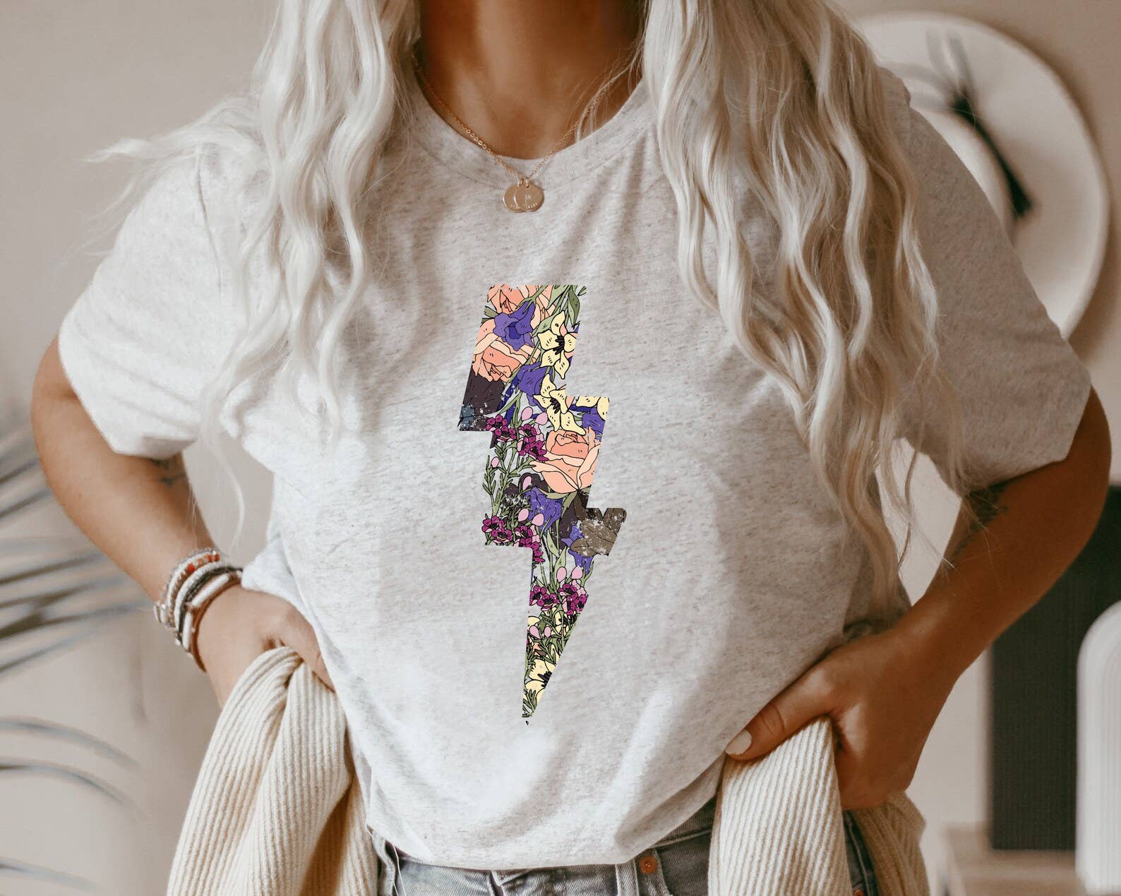 Wildflower Lightning Bolt T-Shirt Hoodie, Sweatshirt | PodTeesHub.com