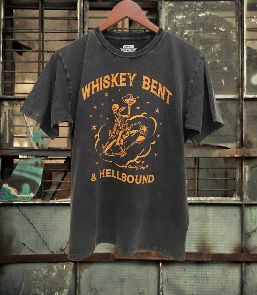 Whiskey Bent Hellbound Acid Wash Relaxed Tee Hoodie, Sweatshirt | PodTeesHub.com