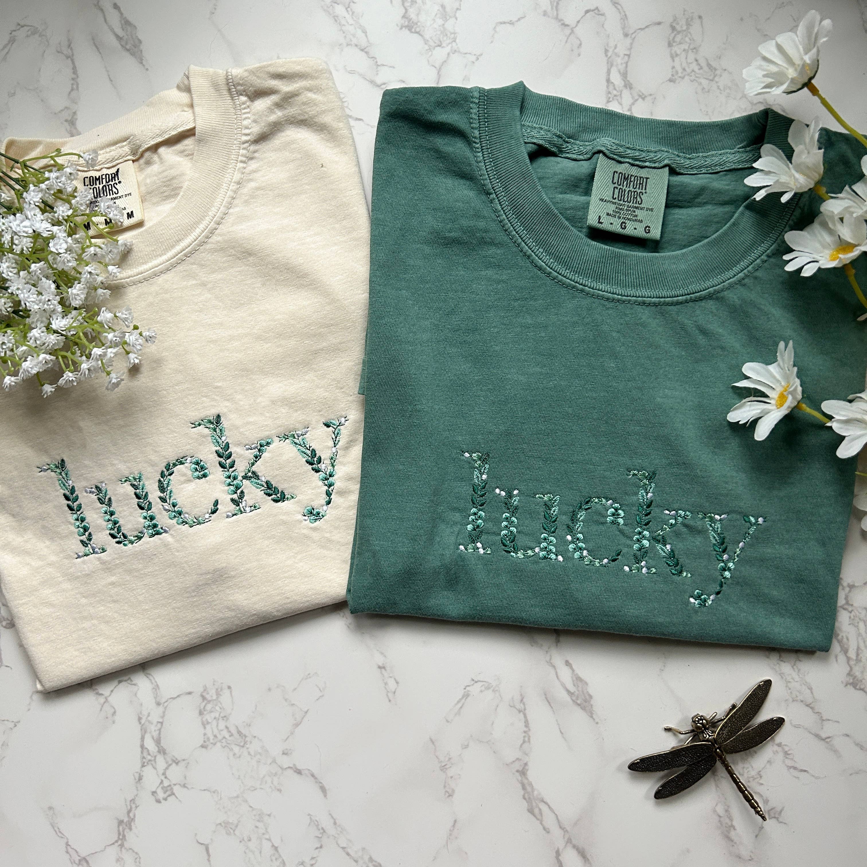 Embroidered Floral Lucky St. Patrick's Day Tshirt Hoodie, Sweatshirt | PodTeesHub.com