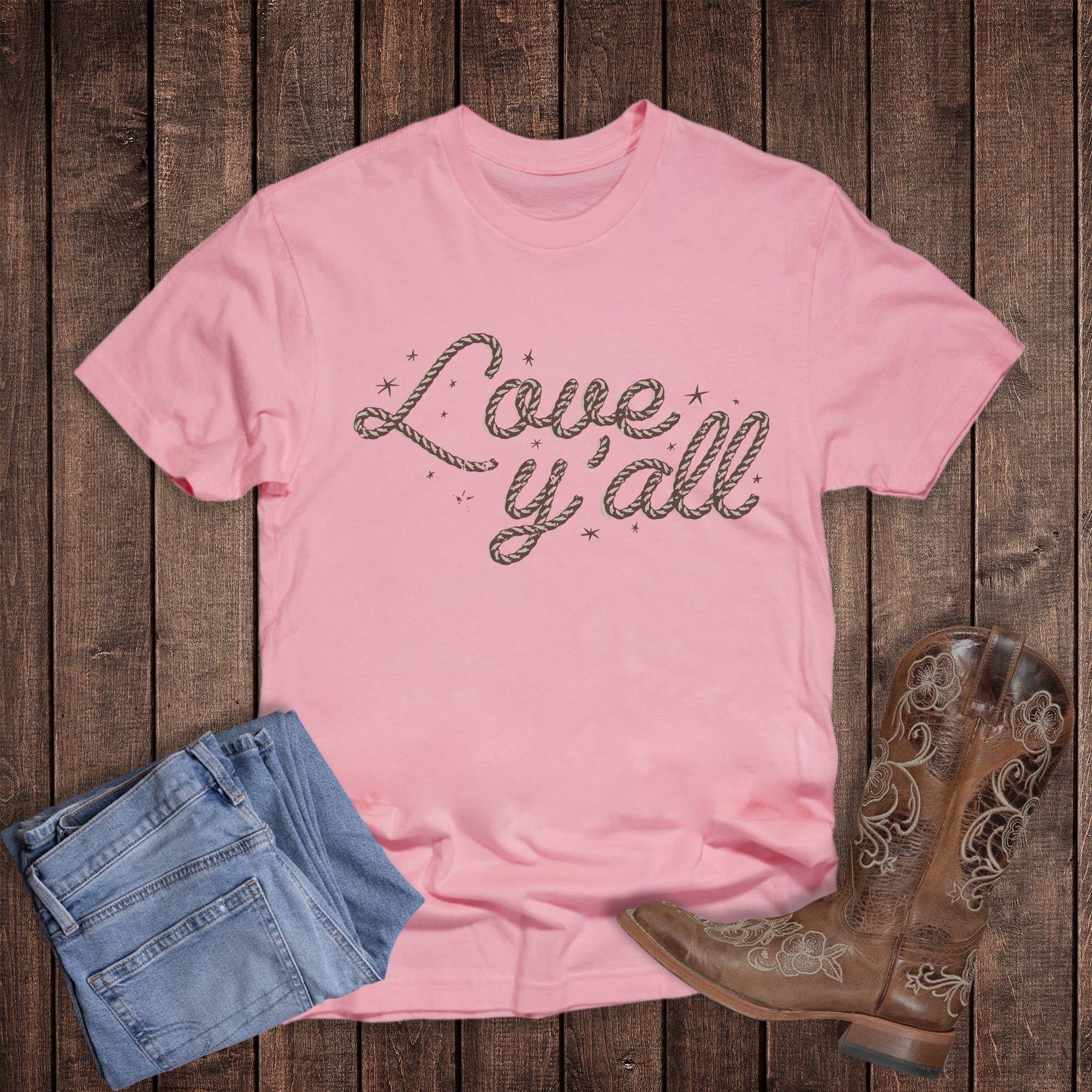 Valentine Western Rope Love Y'all Graphic Tee Hoodie, Sweatshirt | PodTeesHub.com