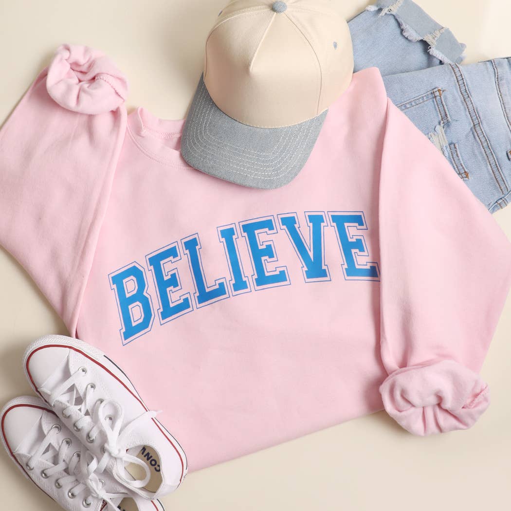 Believe Varsity-Style Heavyweight Sweatshirt T-Shirts, Hoodie | PodTeesHub.com