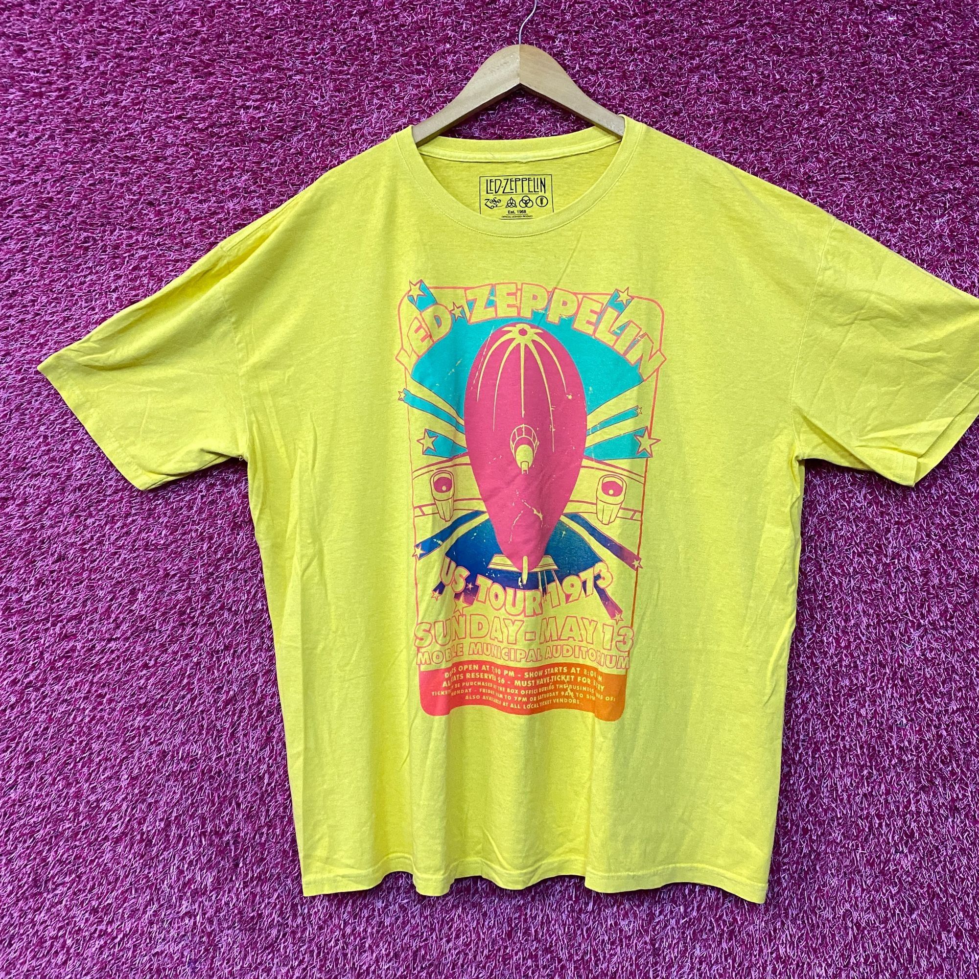 Zeppelin Led Zeppelin Us Tour 1973 Rock Band Yellow T Shirt Xl Hoodie, Sweatshirt | PodTeesHub.com