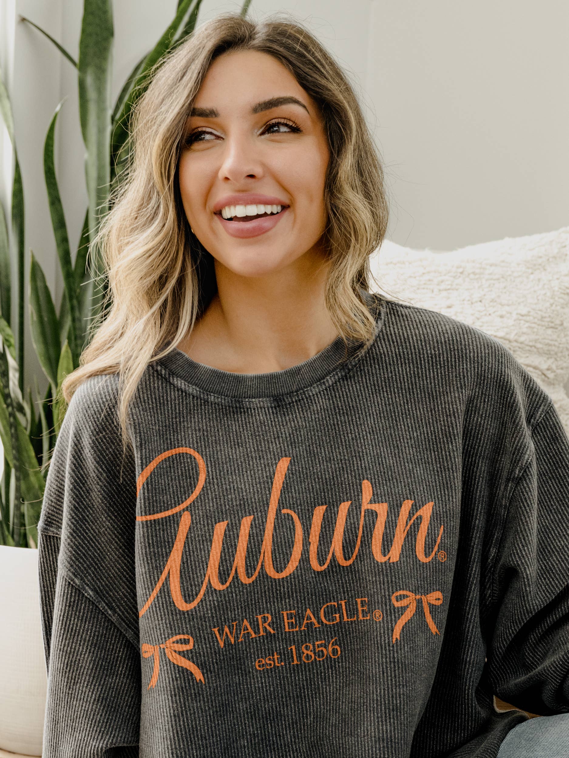 Auburn Tigers Established Bows Navy Corded Crew Sweatshirt T-Shirts, Hoodie | PodTeesHub.com